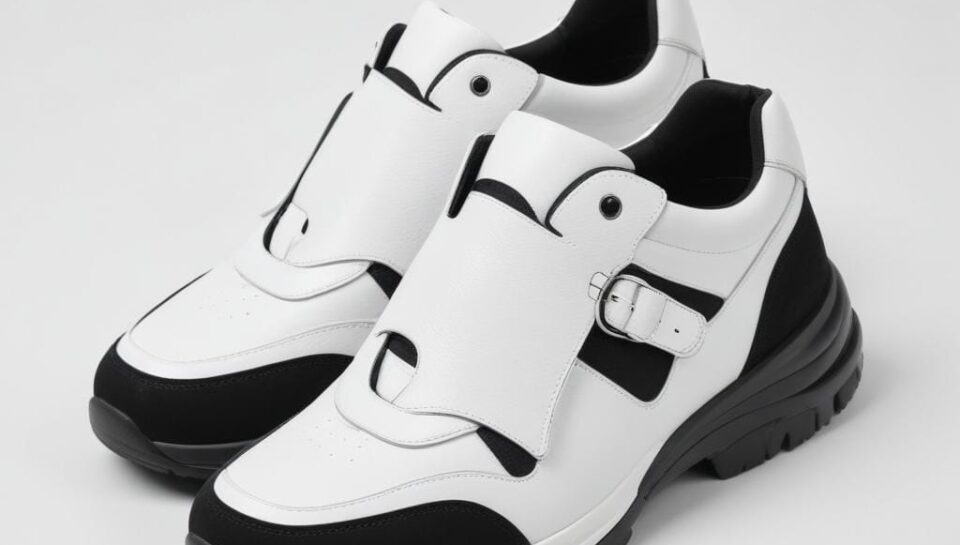 Stylish white and black sneakers