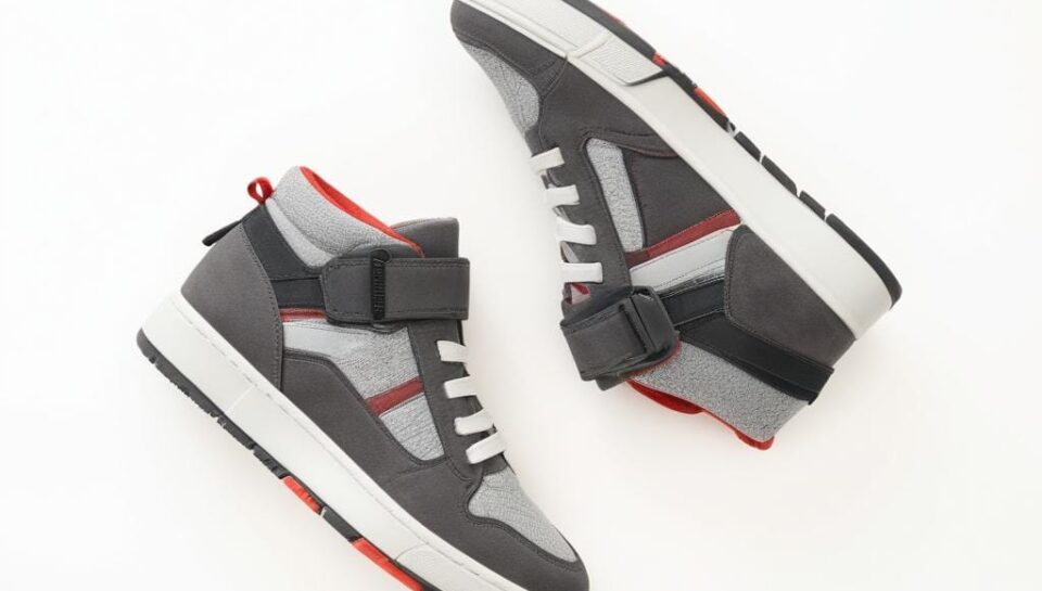 Grey and Red sneakers